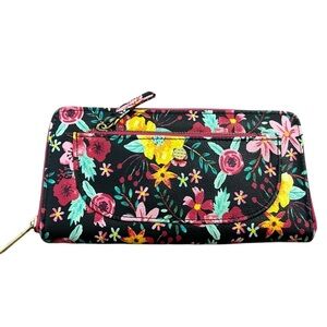 Time and Tru Victoria Zip-Around Floral with Pink and Yellow Accents Wallet